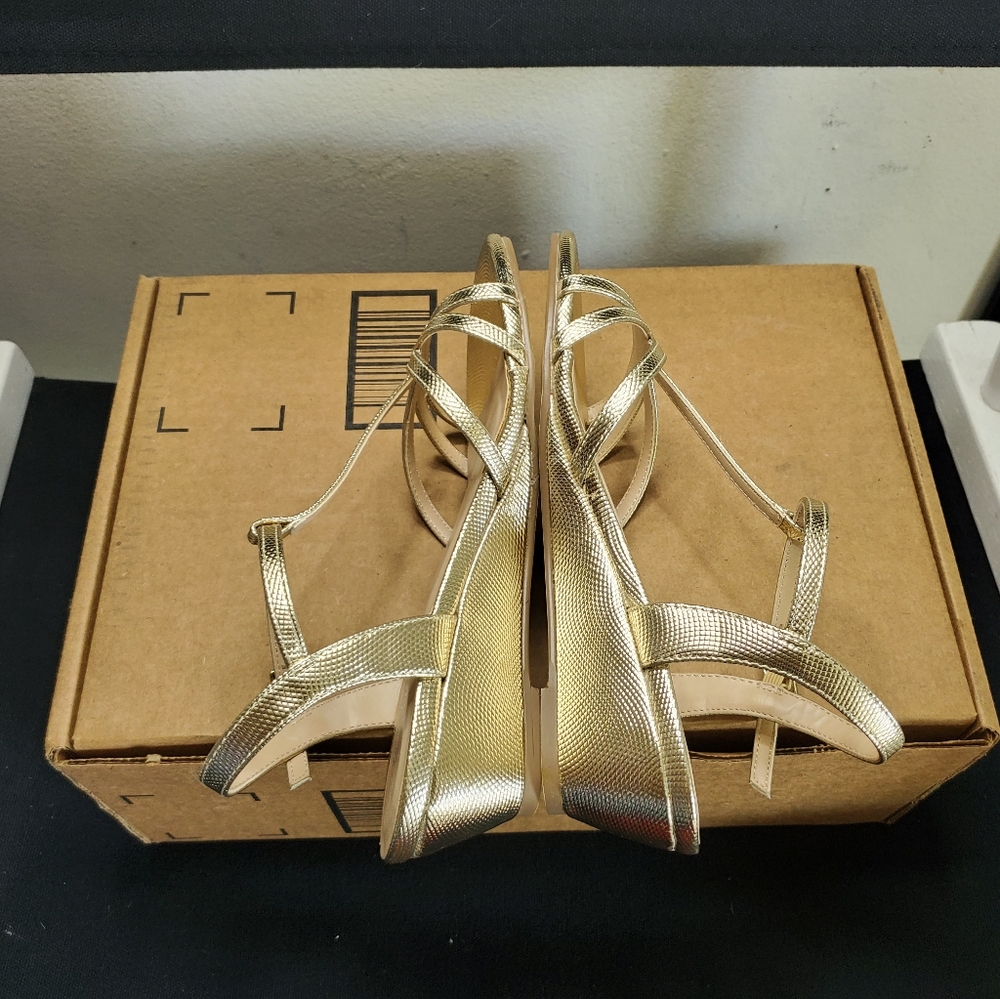 PARADOX LONDON Womens Tessa Wedge Sandal Size 5, Champagne - Picture 9 of 11